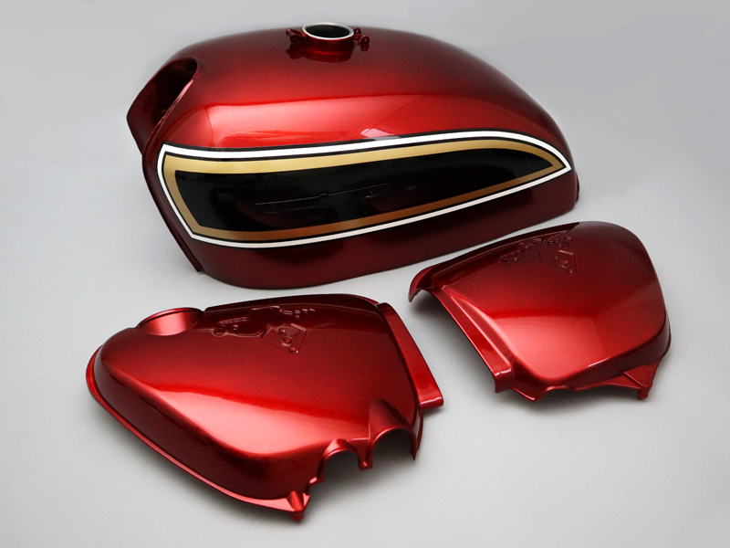 CB750 K5 TANK & SIDE COVERS SET (FLAKE APRICOT RED) / 8714.10 - Click Image to Close