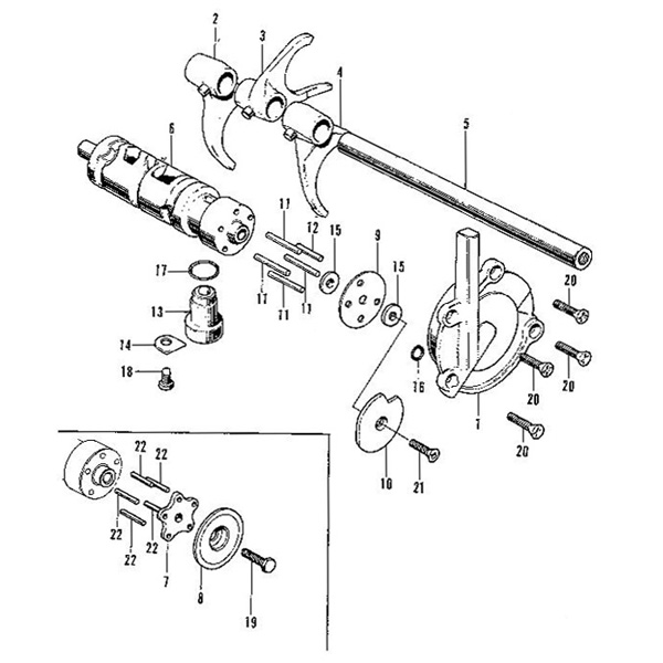 E-19.Gear shift fork, Drum