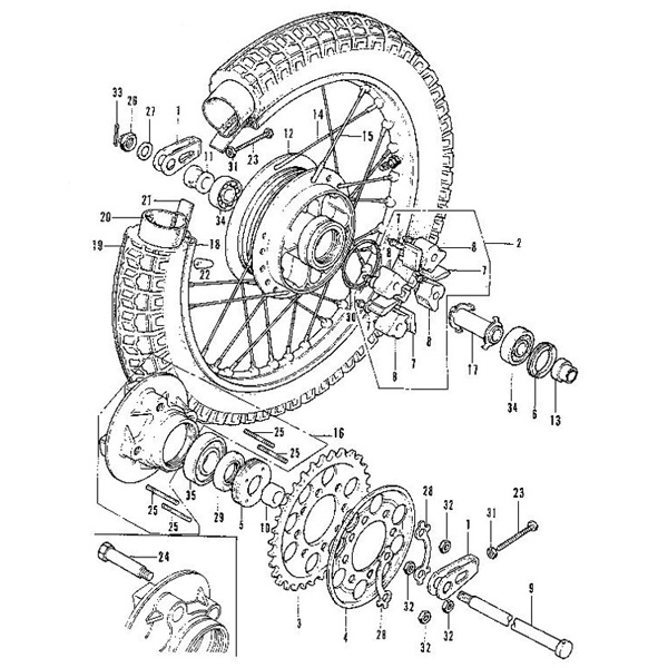 F-20.Rear wheel, Driven sprocket