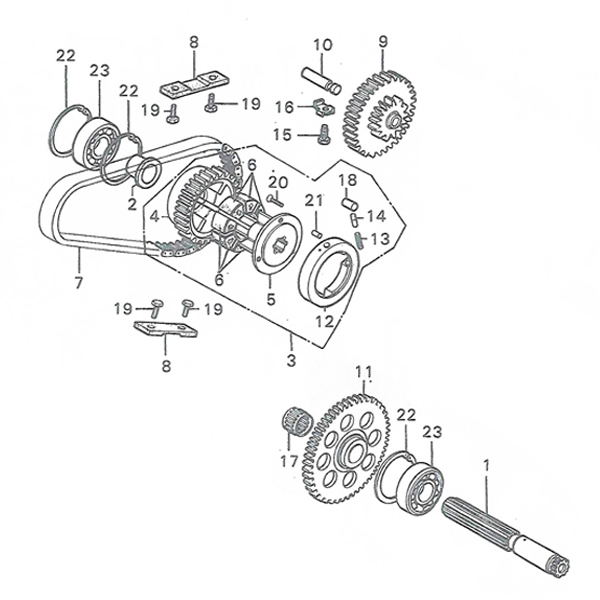 E-14.Primary shaft, Drive chain