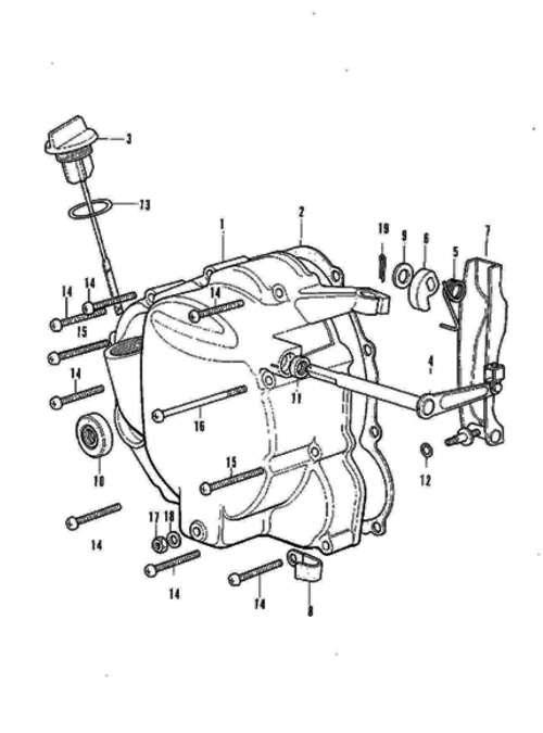 E-8.Right Crankcase Cover, Clutch Lever