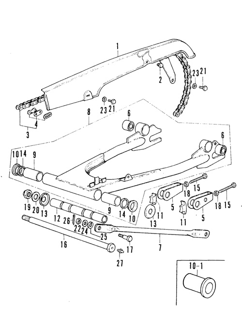F-19.Chain case, Rear fork
