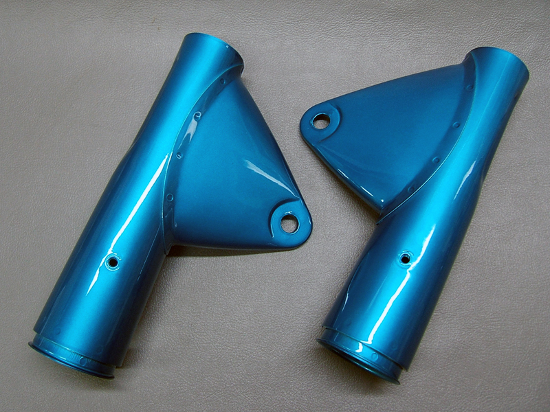 CB750 K0,K1 COVER SET, FRONT FORK UPPER (CANDY BLUE GREEN) / 8714.10 - Click Image to Close