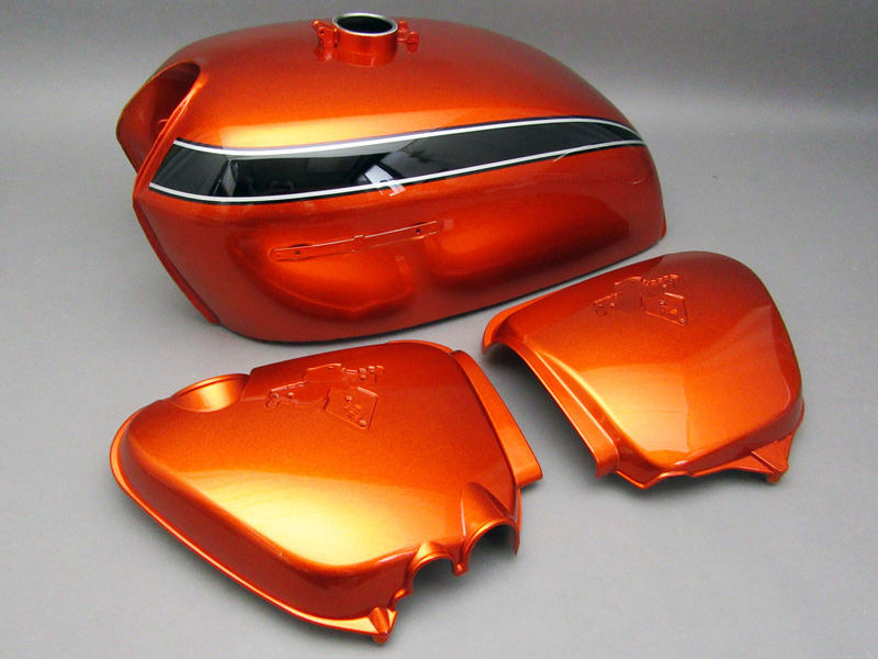 CB750 K2 TANK & SIDE COVERS SET (FLAKE SUNRISE ORANGE) / 8714.10 - Click Image to Close