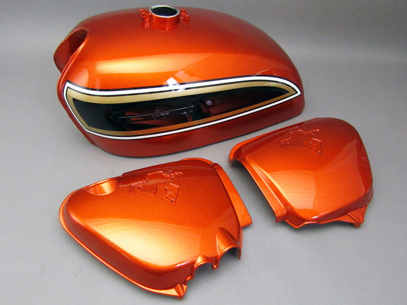 CB750 K3-K6 TANK & SIDE COVERS SET (FLAKE SUNRISE ORANGE) / 8714.10 - Click Image to Close