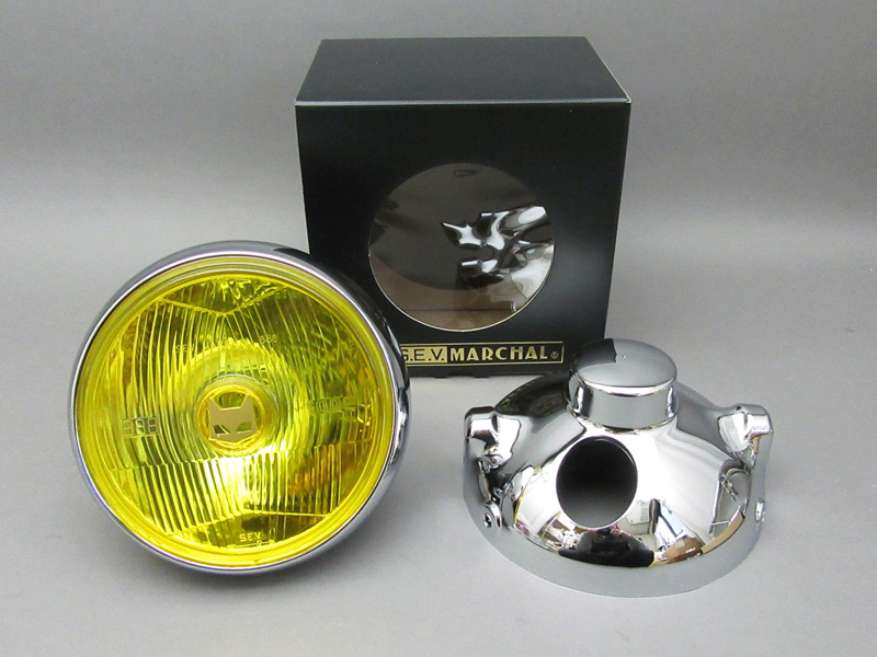CB400F MARCHAL LIGHT ASSY, DRIVING LAMP (YELLOW/CHROME CASE) FULL KIT / 8714.10 - Click Image to Close